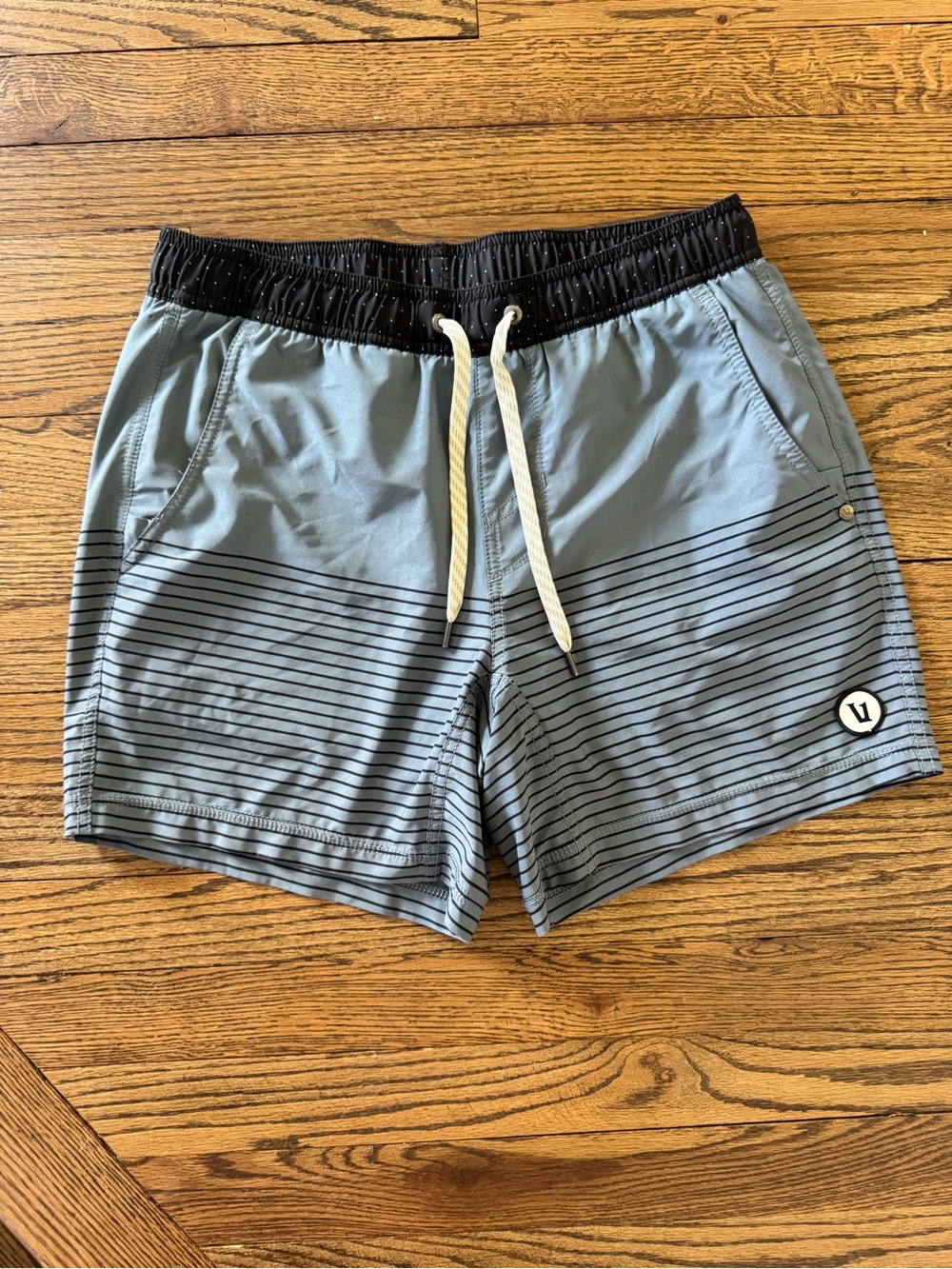 Vuori Slate Blue Shorts with Black Waistband